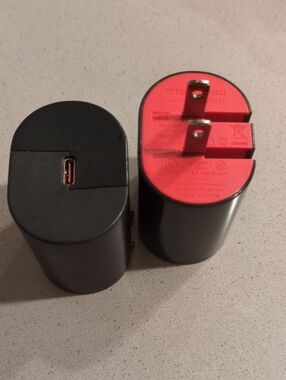 USB-C Wall Charger Adapter - Black with Red Accent